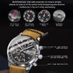 Picture of BINBOND B6022 30m Waterproof Luminous Multifunctional Quartz Watch, Color: Leather-White Steel-Black