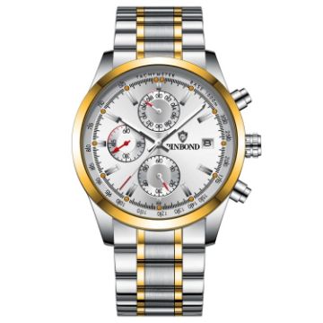 Picture of BINBOND B6022 30m Waterproof Luminous Multifunctional Quartz Watch, Color: Inter-Gold-White