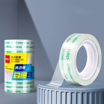 Picture of 6 Rolls Width 1.2cm x Length 15m Deli Small High Viscosity Office Transparent Tape Student Stationery Tape