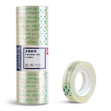 Picture of 12 Rolls Width 1.2cm x Length 27.3m Deli Small High Viscosity Office Transparent Tape Student Stationery Tape