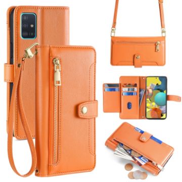 Samsung Galaxy A51 5G Sheep Texture Cross-body Zipper Wallet Leather Phone Case - 1