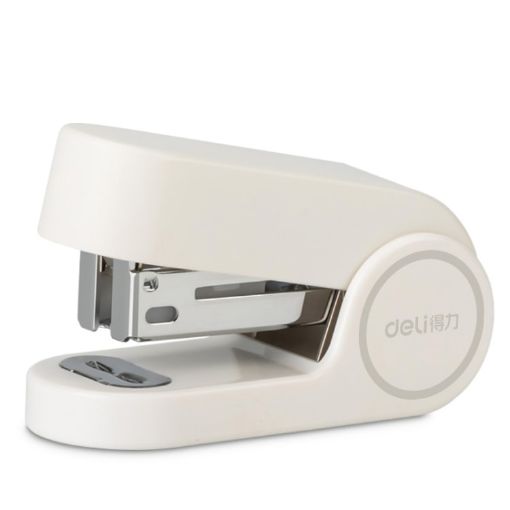 Deli Mini Stapler with 830 Staples - 12 Sheet Capacity (White) - 1
