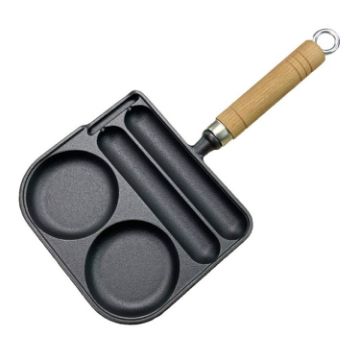 Picture of 2 In 1 Multifunctional Frying Pan Breakfast Pan Household Cast Iron Roasting Sausage Skillet (Frying Egg Model)