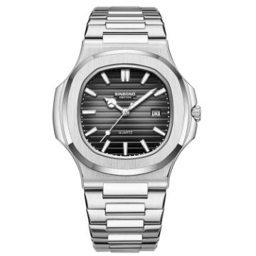 Picture of BINBOND B1885 30m Waterproof Retro Luminous Square Men Quartz Watch, Color: White Steel-Black