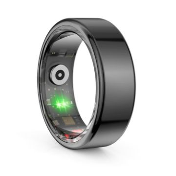 R02 SIZE 8 Smart Ring - Heart Rate/Blood Oxygen/Sleep Monitor - Black - 1