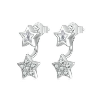 Picture of S925 Sterling Silver Platinum Plated Five-pointed Star Earrings (BSE996)