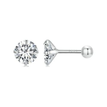 Picture of S925 Sterling Silver Platinum Plated Zircon Stud Earrings Jewelry, Color: White Zirconia L