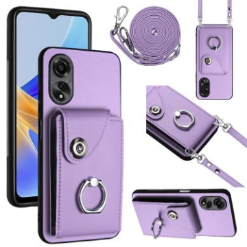 OPPO A58 4G Global Organ Card Bag Ring Holder Phone Case - Purple - 1