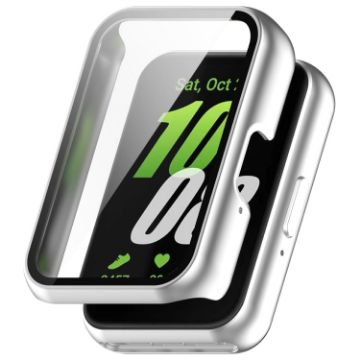 Samsung Galaxy Fit 3 SM-R390 PC + Tempered Glass Film Integrated Watch Protective Case Silver - 1