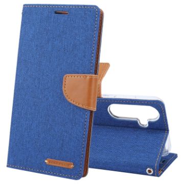 Samsung Galaxy S24 5G Blue Fabric Texture Flip Leather Phone Case - 1