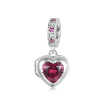 Picture of S925 Sterling Silver Permanent Love Heart Pendant DIY Beads (SCC2746)