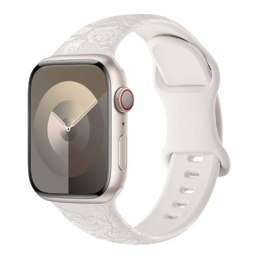 Apple Watch SE 2023 40mm Rose Silicone Band - Starlight - 1