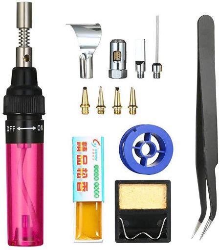 13pcs Gas Soldering Iron Set - 3 In 1 Multi-function Pen Type - Transparent Red - 1