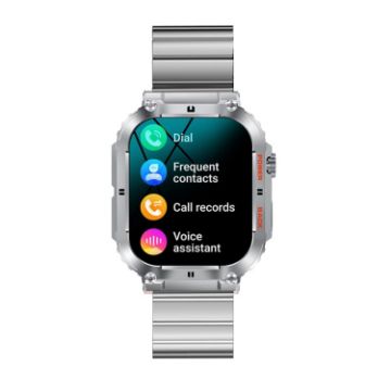 Picture of K57 Pro 1.96 Inch Bluetooth Call Music Weather Display Waterproof Smart Watch, Color: Silver Bamboo