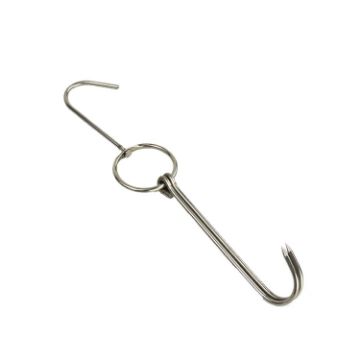 Picture of Stainless Steel Double Ring Duck Cooker Hanger Outdoor Barbecue Hanging Hook Stand, Specs: 4 Centi Steel Thick Long 28.5cm