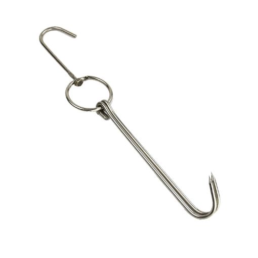 Stainless Steel Double Ring Duck Cooker Hanger - Outdoor Barbecue Hook Stand - 1