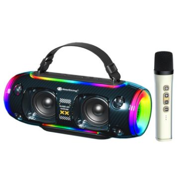 Picture of New Rixing NR8806 Portable Outdoor Wireless Bluetooth Speaker RGB Colorful Subwoofer, Style:Single Mic (Blue)