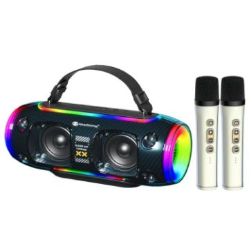 Picture of New Rixing NR8806 Portable Outdoor Wireless Bluetooth Speaker RGB Colorful Subwoofer, Style:Dual Mic (Blue)