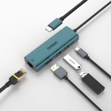 Picture of Onten UC125 5 in 1 USB-C/Type-C to HDMI+USB3.0+PD3.0 Multi-function HUB with 100Mbps Network Card