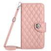 Motorola Moto G 5G 2023 Rhombic Texture Flip Leather Phone Case - Coral Pink - 2