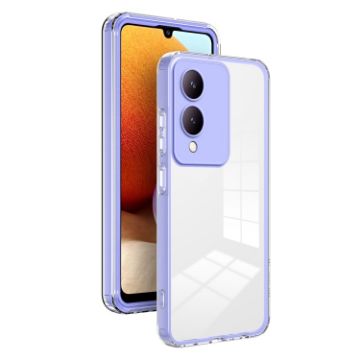 Clear TPU Color PC Frame Phone Case for vivo Y17s - Purple - 1