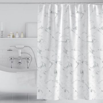 Picture of 260x200cm Thickened Waterproof Moldproof Shower Curtain Simple Bathroom Hotel Curtain With Hooks (Marble)