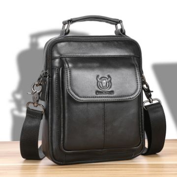 Picture of BULL CAPTAIN 049 Large-capacity First-layer Cowhide Retro Single-shoulder Crossbody Bag (Black)