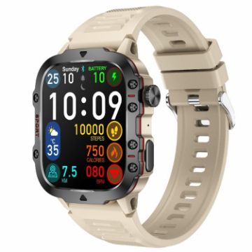 Picture of QX11 1.96 inch BT5.2 Smart Sport Watch, Support Bluetooth Call/Sleep/Blood Oxygen/Heart Rate/Blood Pressure Health Monitor (Beige)