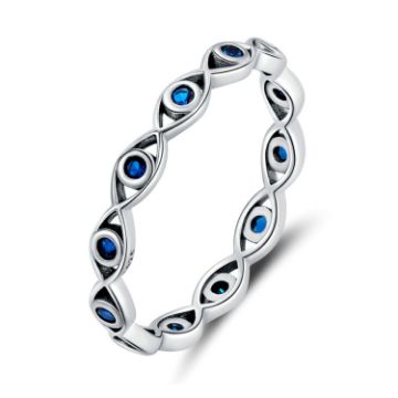 Picture of Zircon Lucky Eye Sterling Silver S925 Ring, Size: No.6 (Oxidized Silver)