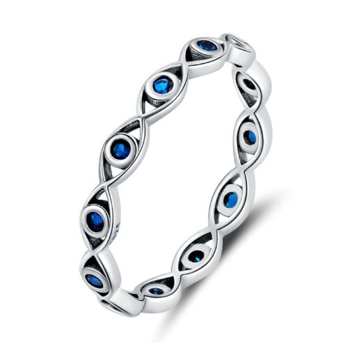 Picture of Zircon Lucky Eye Sterling Silver S925 Ring, Size: No.8 (Oxidized Silver)
