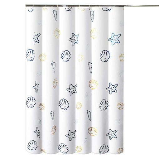 Picture of 150x200cm Sea World Polyester Shower Curtain Thickened Waterproof Bathroom Shower Curtain Cloth With Hooks