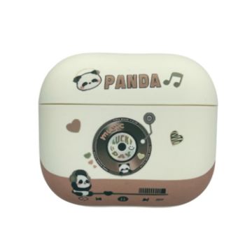 Picture of For AirPods Pro Panda Records Pattern Earbuds Box Frosted TPU Case (White)