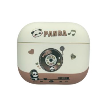 Picture of For AirPods 3 Panda Records Pattern Earbuds Box Frosted TPU Case (White)