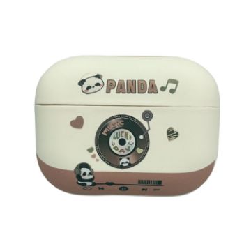 Picture of For AirPods Pro 2 Panda Records Pattern Earbuds Box Frosted TPU Case (White)