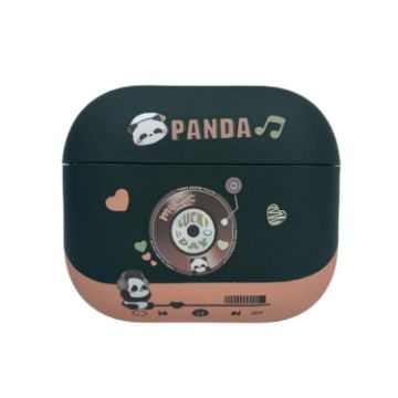 Picture of For AirPods Pro Panda Records Pattern Earbuds Box Frosted TPU Case (Black)