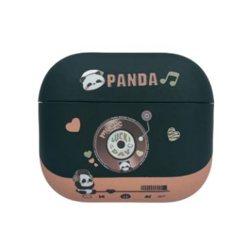 Picture of For AirPods 3 Panda Records Pattern Earbuds Box Frosted TPU Case (Black)
