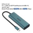 Picture of Onten UC120 6 in 1 USB-C to SD/TF Card Reader with 3-Ports USB HUB & 5V Input