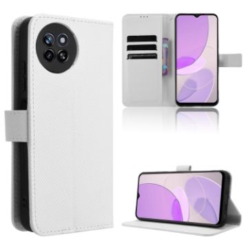 White Diamond Texture Leather Phone Case for Itel S23 S665L - 1