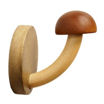 Picture of Wooden Mushroom Shape Punch-Free Coat Hook Home Decoration Storage Hook, Color: Walnut Round Head