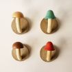 Picture of Wooden Mushroom Shape Punch-Free Coat Hook Home Decoration Storage Hook, Color: Walnut Round Head