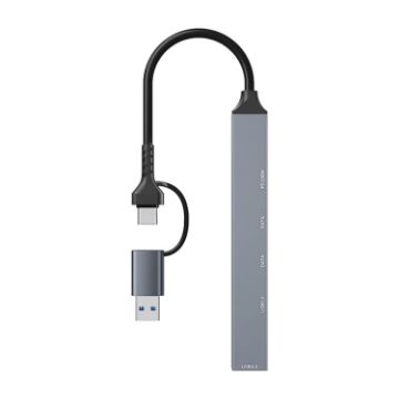 Picture of ADS-809D 5 in 1 USB + Type-C to PD100W + USB3.0/2.0 + Type-C HUB Docking Station (Space Grey)