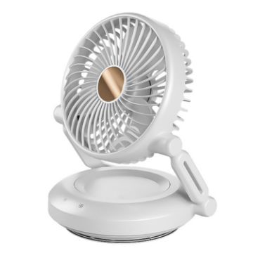 Picture of Rotatable LED Night Light Desktop Folding Fan Portable Silent Wall Fan, Size: Plug-in Model (White)