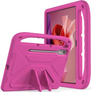 Lenovo Tab P12 12.7 Handle Portable EVA Shockproof Tablet Case - Rose Red - 1