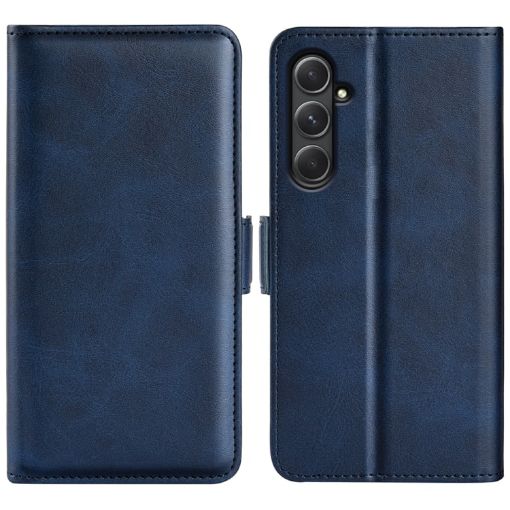 Picture of For Samsung Galaxy A55 Dual-side Magnetic Buckle Horizontal Flip Leather Phone Case (Dark Blue)