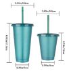 Picture of Large Summer Glitter Water Cup Plastic Ice Cold Drink Bottle with Straw (Light Blue)