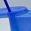 Picture of Small Summer Glitter Water Cup Plastic Ice Cold Drink Bottle with Straw (Light Blue)