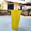 Picture of Large Summer Glitter Water Cup Plastic Ice Cold Drink Bottle with Straw (Yellow)