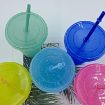 Picture of Small Summer Glitter Water Cup Plastic Ice Cold Drink Bottle with Straw (Yellow)