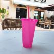 Picture of Small Summer Glitter Water Cup Plastic Ice Cold Drink Bottle with Straw (Rose Red)