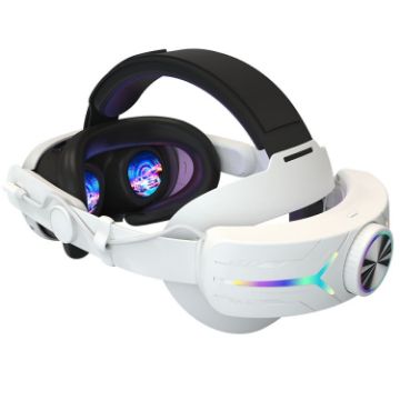 Picture of For Meta Quest 3 USB Rechargeable RGB Lighting Effect Adjustable Foldable Headset (White)
